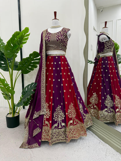 Multi Kali Georgette Sequence Work Lehenga Choli