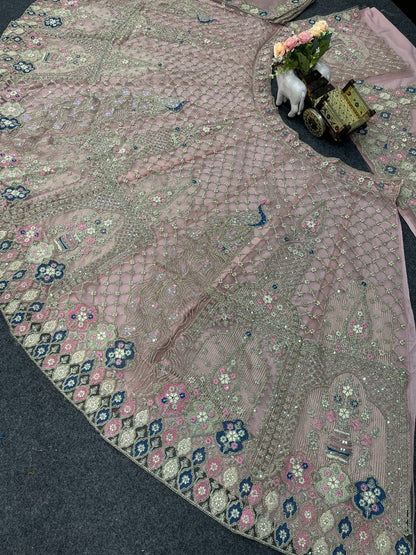 Light Pink Color Soft Net Sequence Work Lehenga Choli