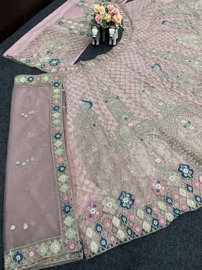 Light Pink Color Soft Net Sequence Work Lehenga Choli