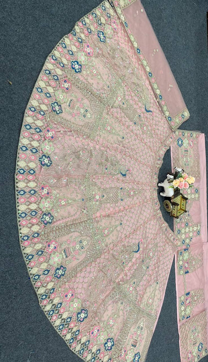 Light Pink Color Soft Net Sequence Work Lehenga Choli