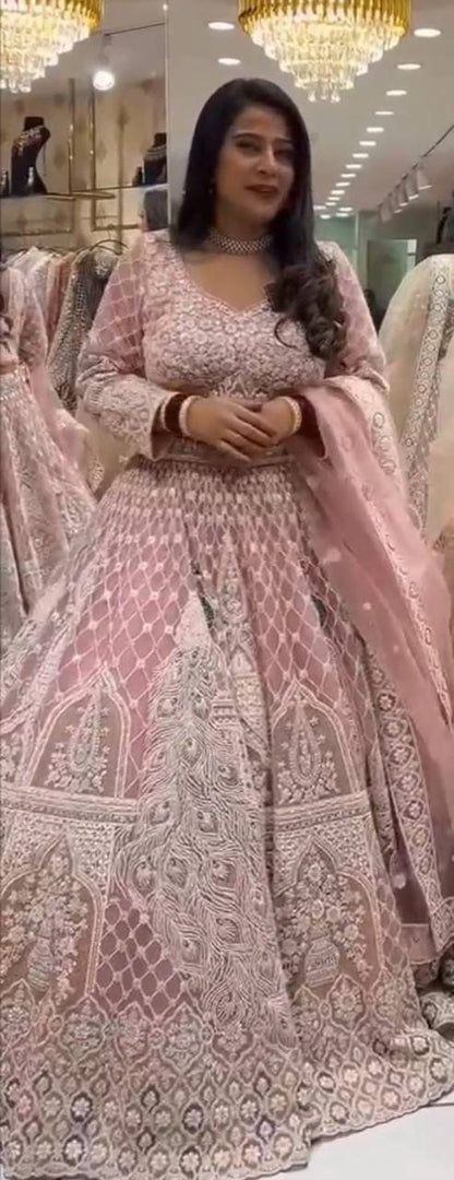 Light Pink Color Soft Net Sequence Work Lehenga Choli