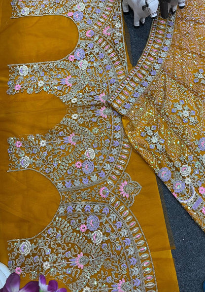 Mastard Color Coding Sequence work Lehenga Choli