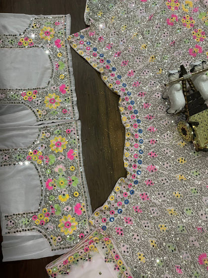 Real Mirror Work Georgette Lehenga Choli
