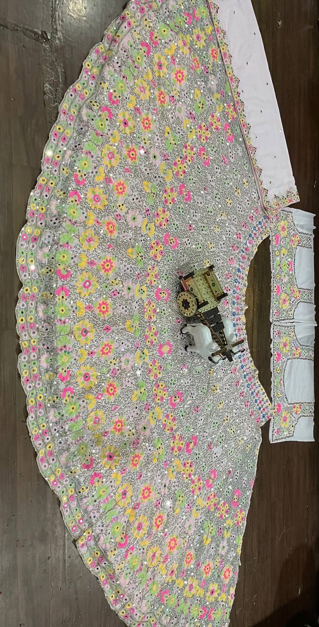 Real Mirror Work Georgette Lehenga Choli