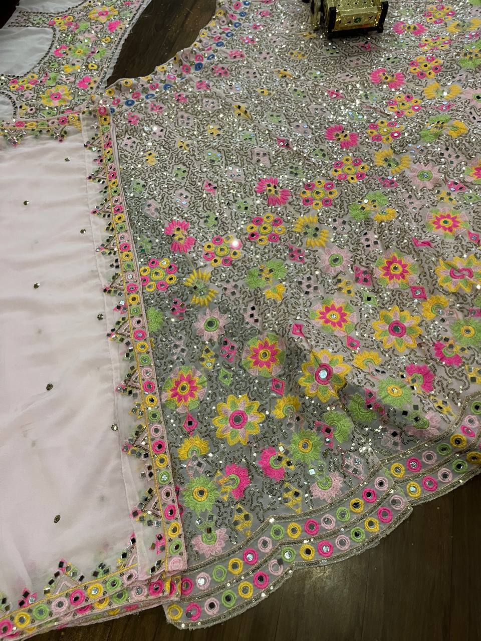 Real Mirror Work Georgette Lehenga Choli