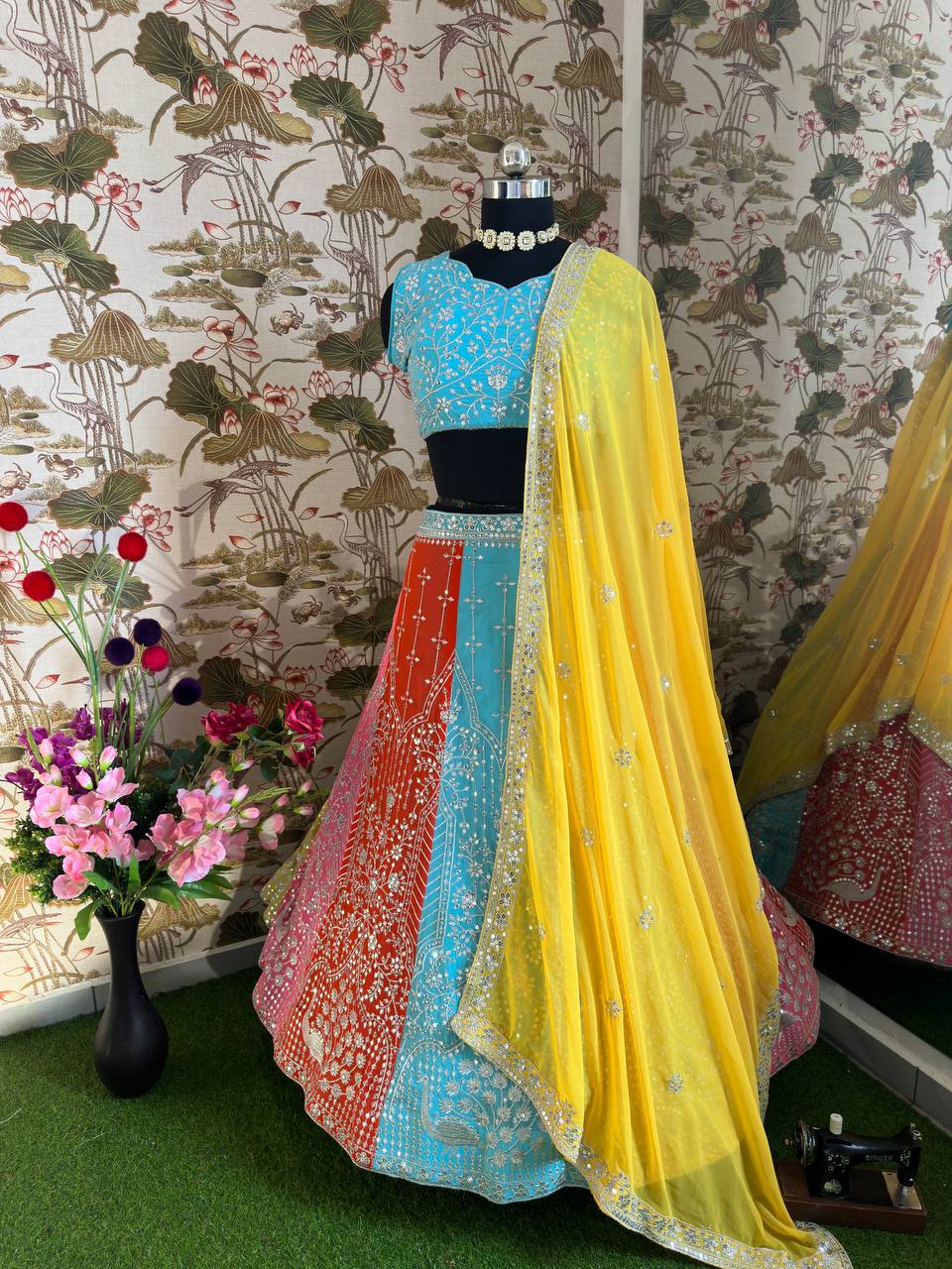 Multi Color Georgette Semi Stitched Lehenga Choli