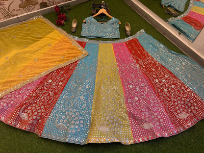 Multi Color Georgette Semi Stitched Lehenga Choli