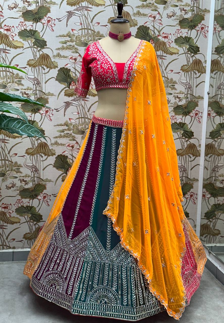 Multiple Color Kali Georgette Embroidered Lehenga Choli