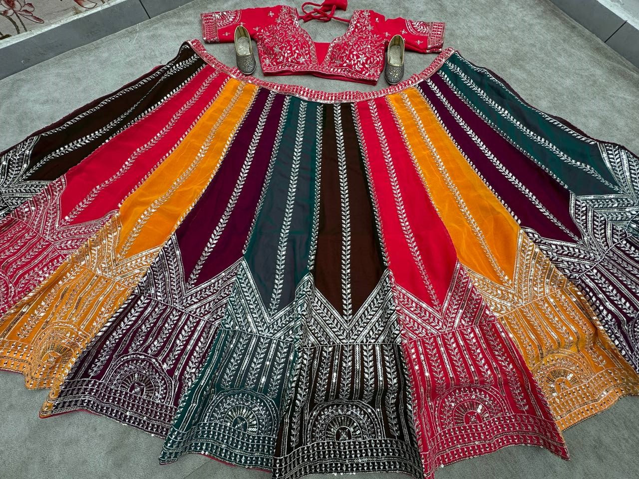 Multiple Color Kali Georgette Embroidered Lehenga Choli