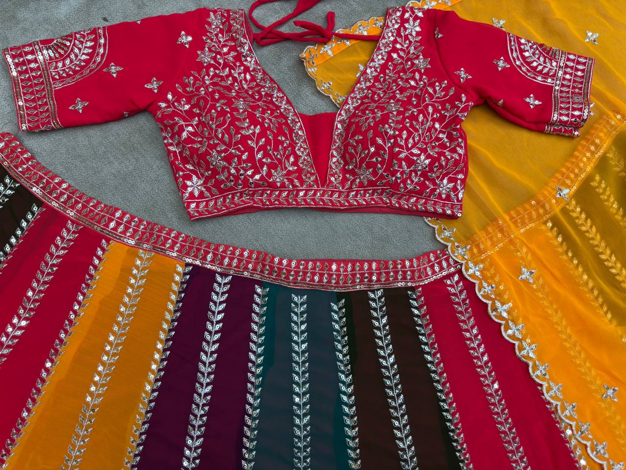 Multiple Color Kali Georgette Embroidered Lehenga Choli