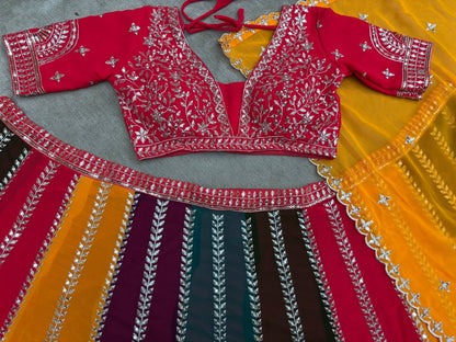 Multiple Color Kali Georgette Embroidered Lehenga Choli