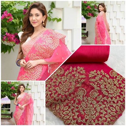 Organza Silk Coding Sequence Work Saree Blouse