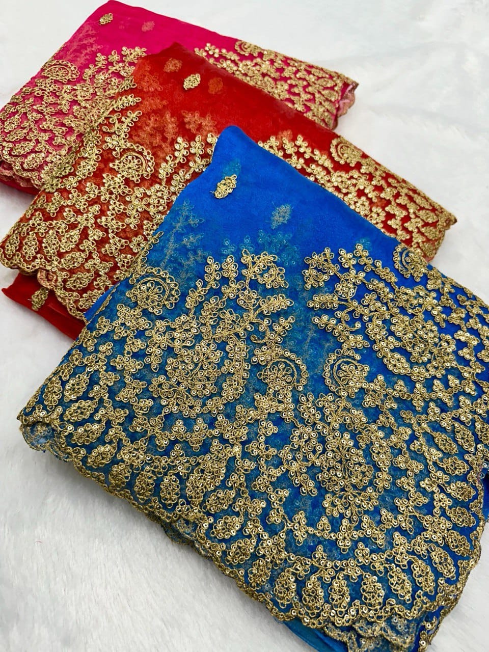 Organza Silk Coding Sequence Work Saree Blouse