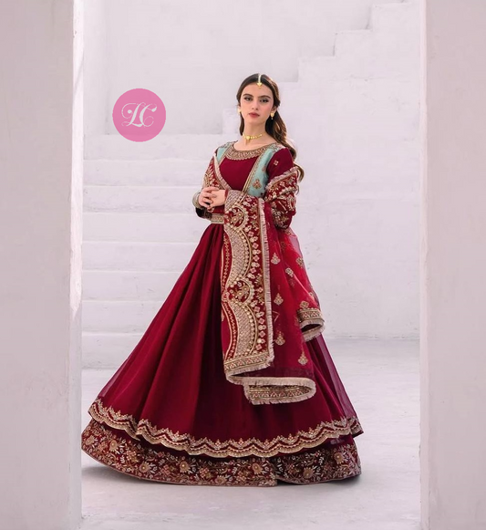 Fully Stitched Georgette Sequence Work Double Layer Gown With Dupatta