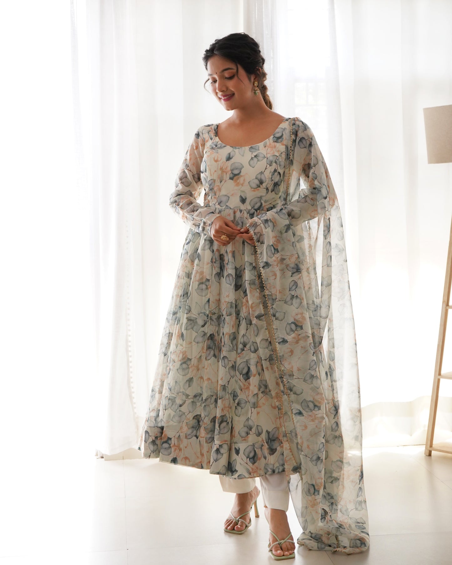 Designer Ready To Wear Printed Anarkali Gown Set For Girls Wear