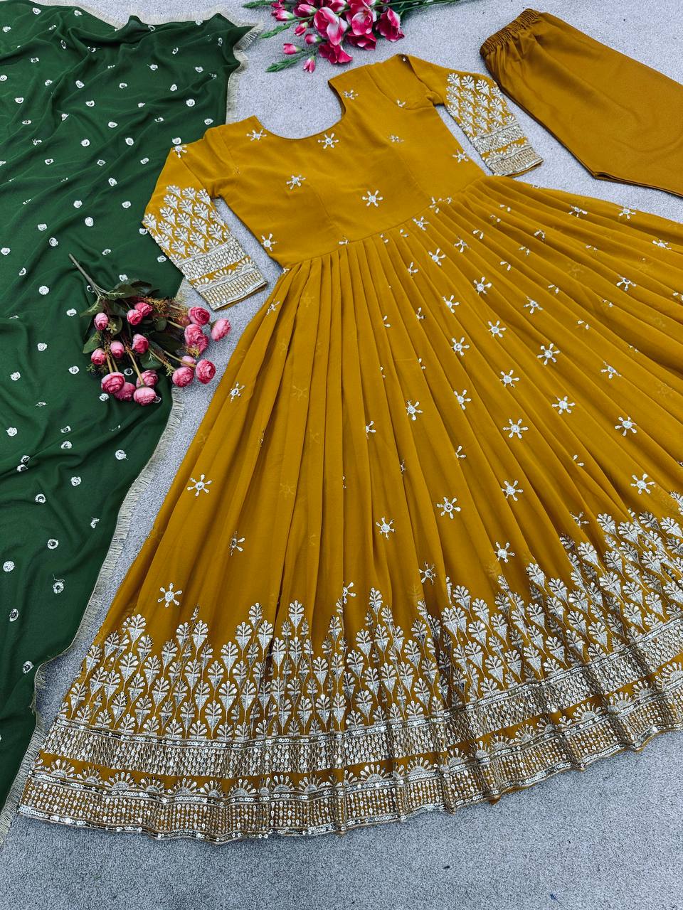 Ready to Wear Heavy Georgette Gown with Dupatta For Women