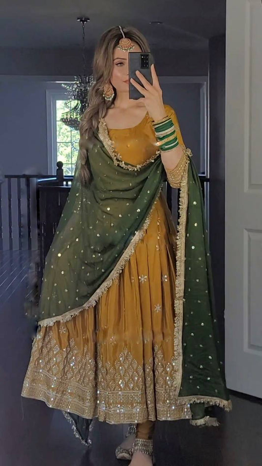 Ready to Wear Heavy Georgette Gown with Dupatta For Women