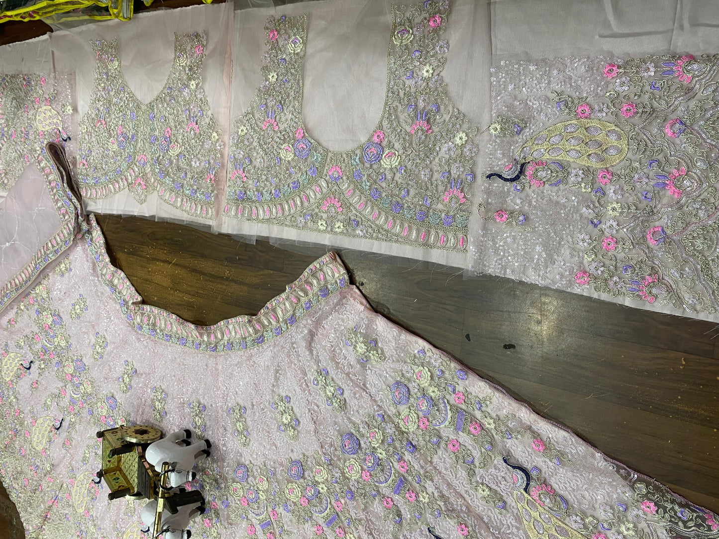 Peach Color Net Coding Work Lehenga Choli
