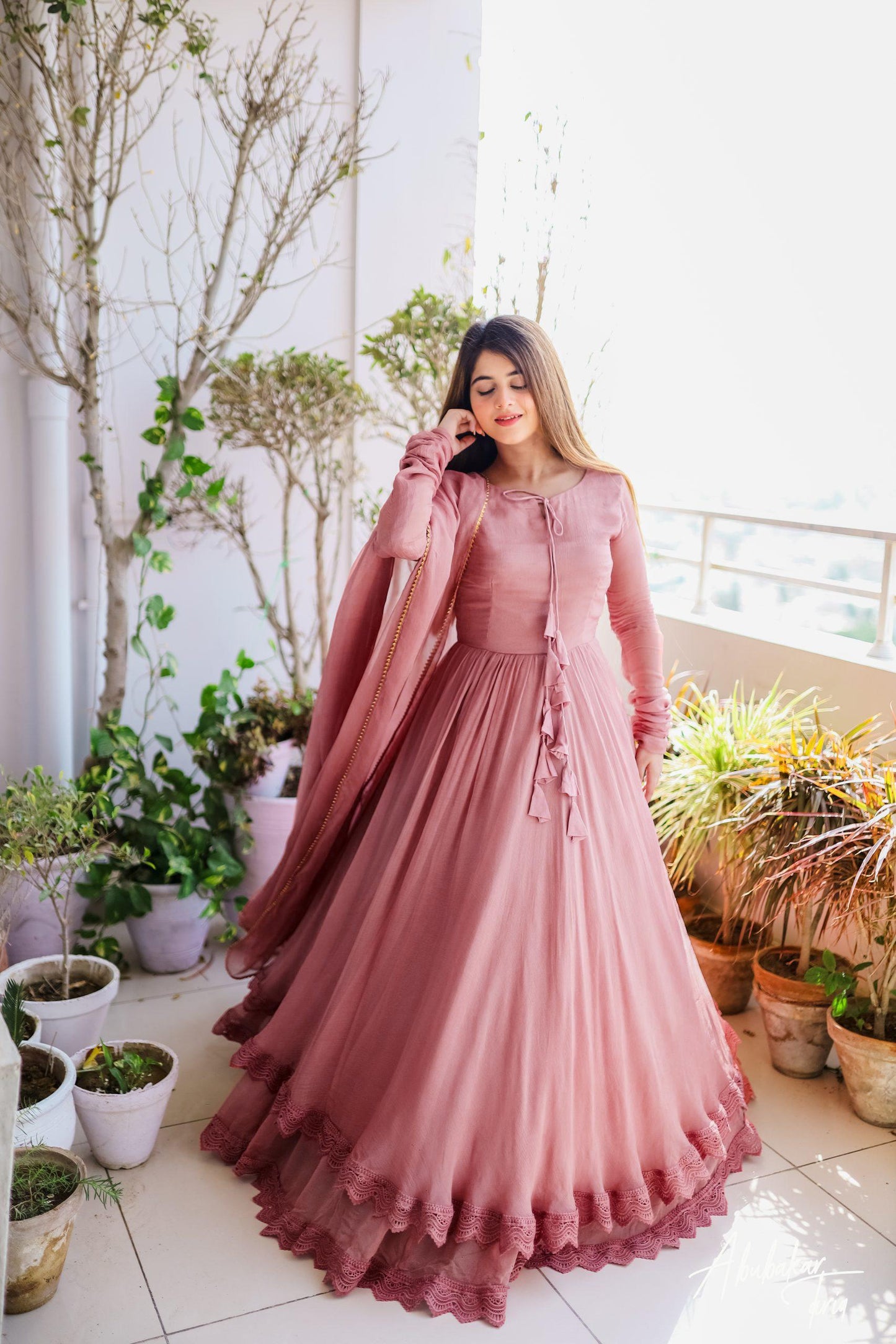 Beautiful Soft Georgette Full Stitched Gown with Dupatta For Girls