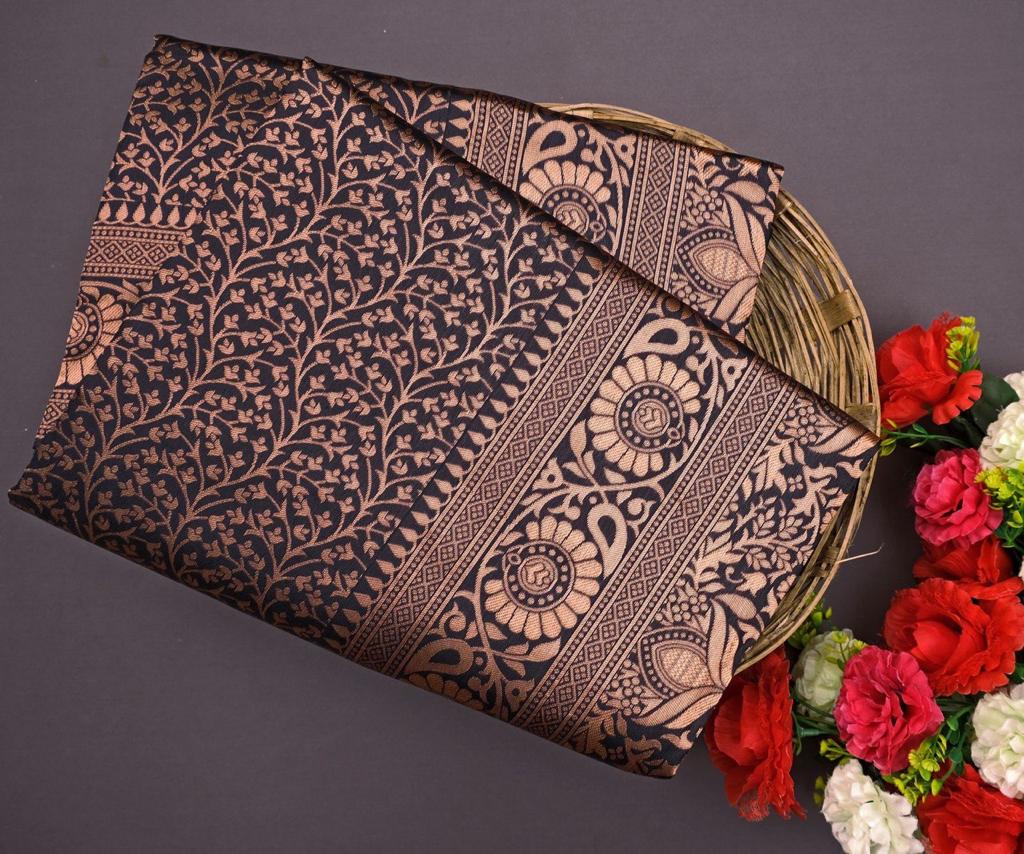 Party Wear Soft Lichi Silk Pallu & Jaquard Work Saree Blouse