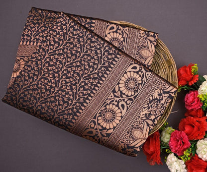 Party Wear Soft Lichi Silk Pallu & Jaquard Work Saree Blouse
