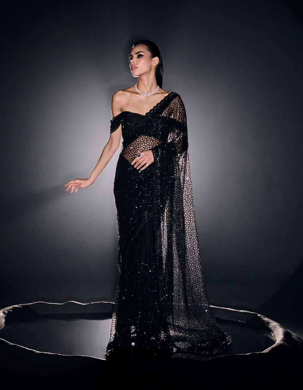 Wedding Wear Net Sequence Work Designer Saree For Women