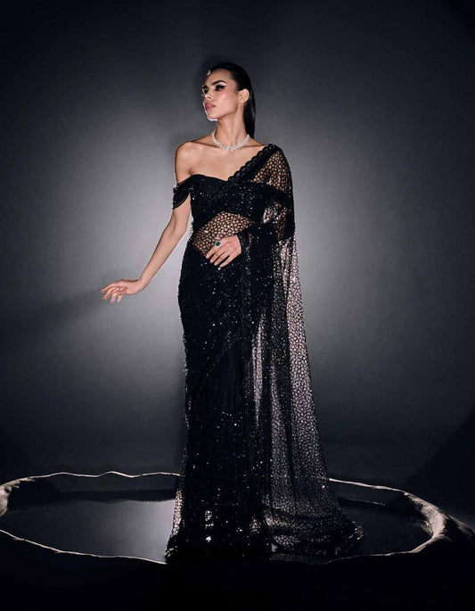 Wedding Wear Net Sequence Work Designer Saree For Women