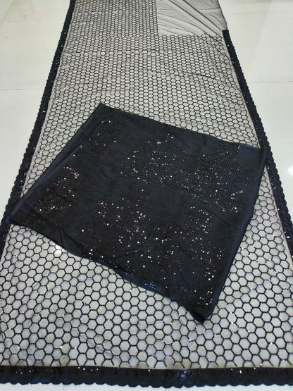 Wedding Wear Net Sequence Work Designer Saree For Women