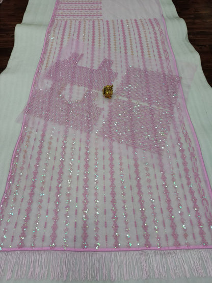 Wedding Wear Soft Net Multi Color Sequence Designer Saree