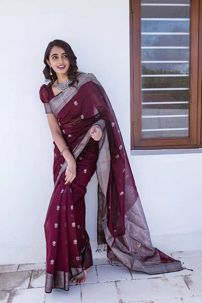 Attractive Soft Cotton Lilan Slab Charmfull Saree