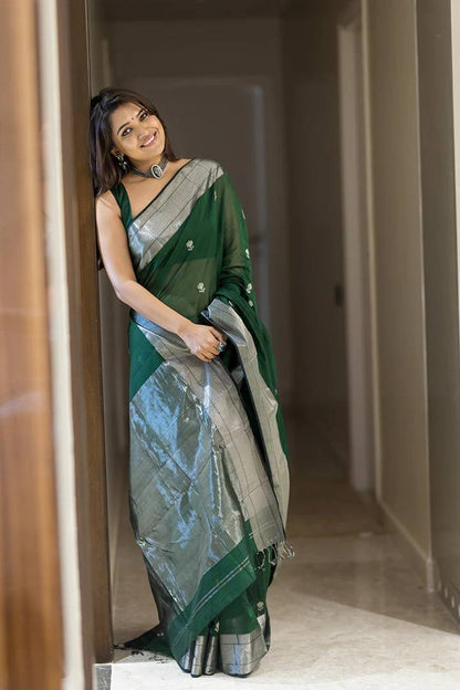 Attractive Soft Cotton Lilan Slab Charmfull Saree