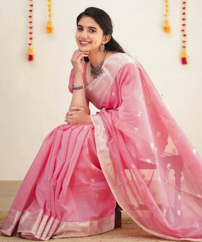Attractive Soft Cotton Lilan Slab Charmfull Saree