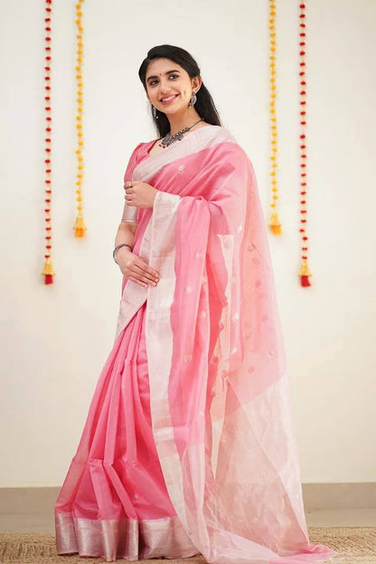 Attractive Soft Cotton Lilan Slab Charmfull Saree