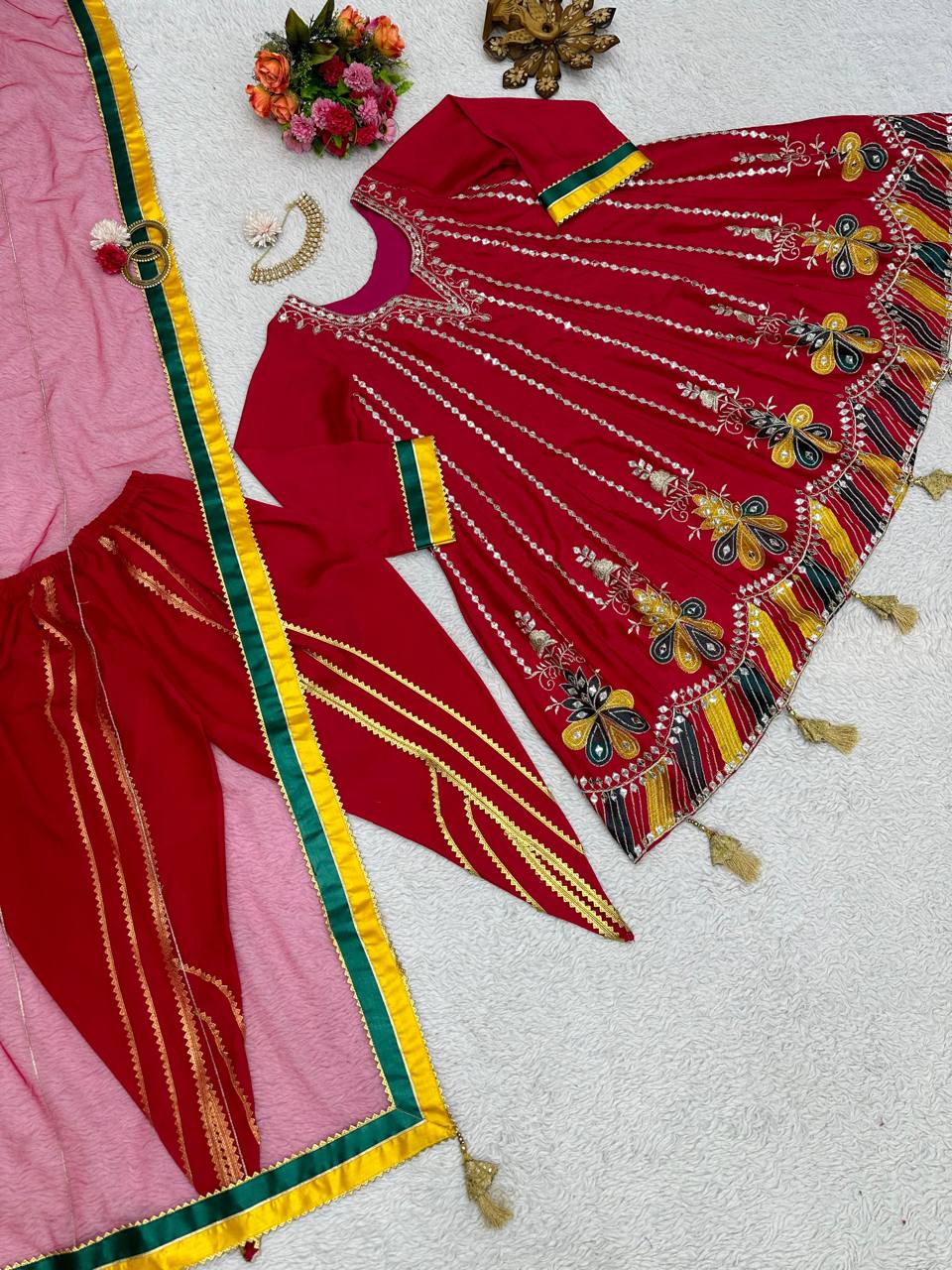 Beautiful Designer Outfit On Chinon Silk Febric With 9MM Sequnce And Thred Work Dhoti Suit