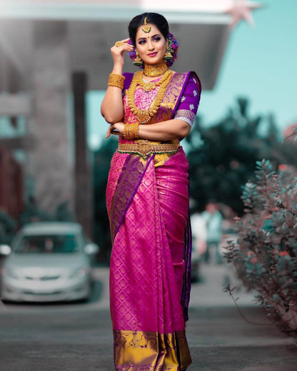 Soft Lichi Silk Wedding Wear Saree