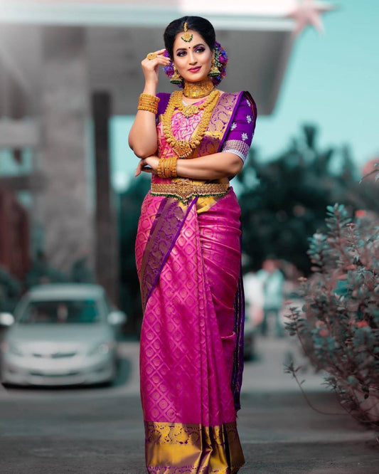 Soft Lichi Silk Wedding Wear Saree