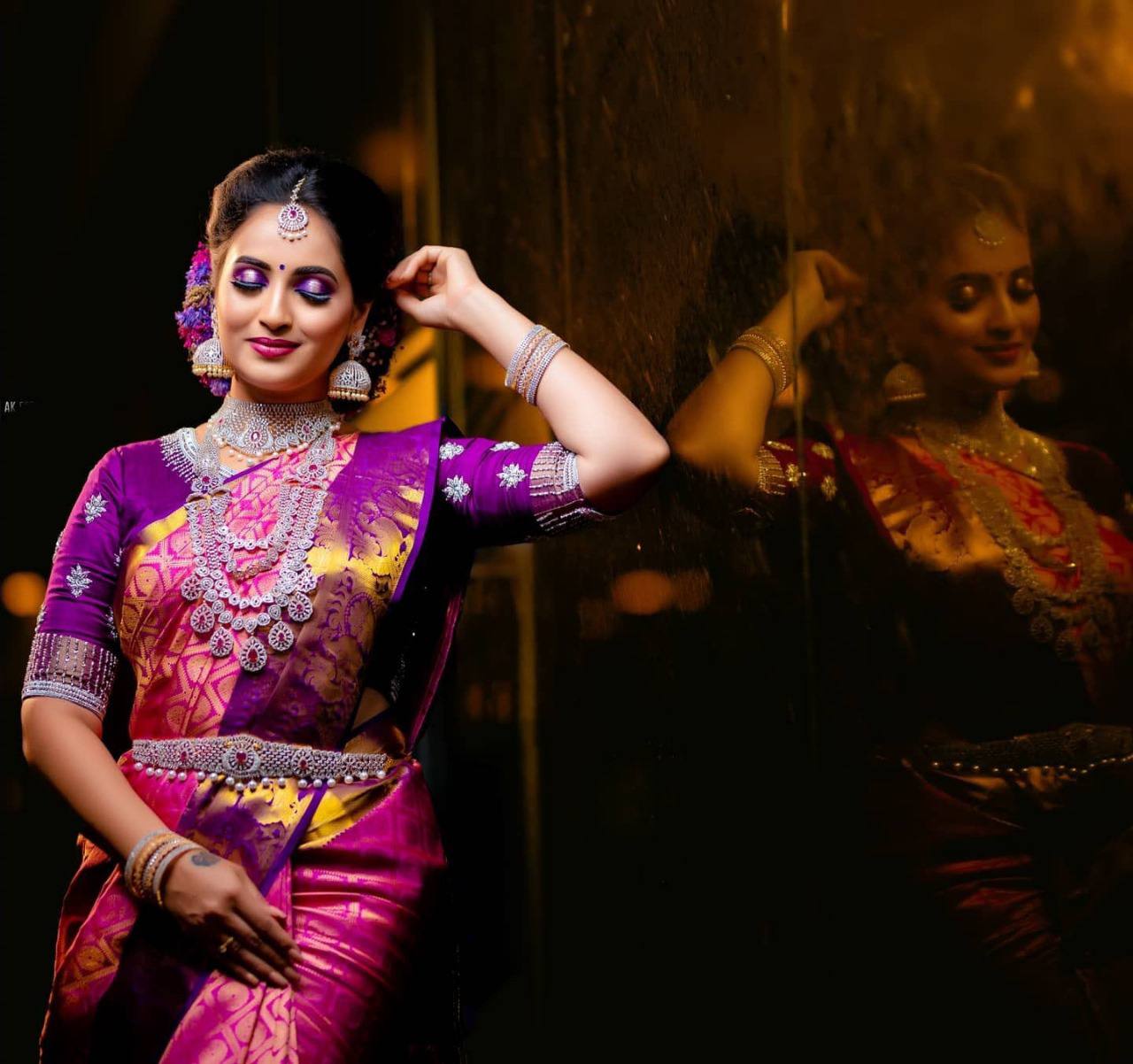 Soft Lichi Silk Wedding Wear Saree