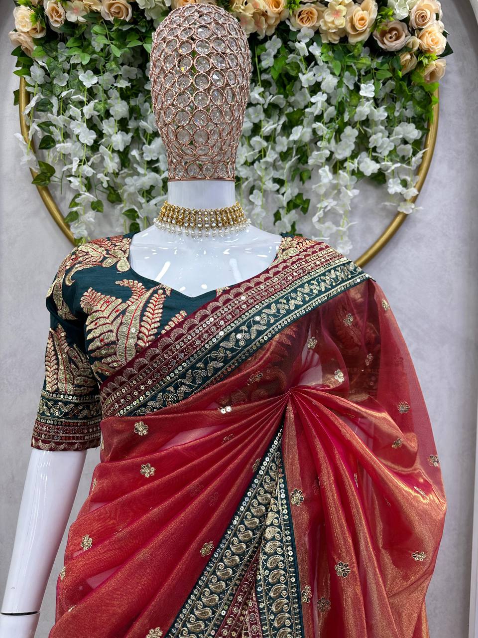 Beautiful Saree On Jimmy Silk Fabric With Thread  Sequence Work