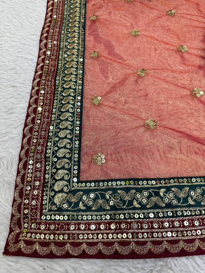 Beautiful Saree On Jimmy Silk Fabric With Thread  Sequence Work