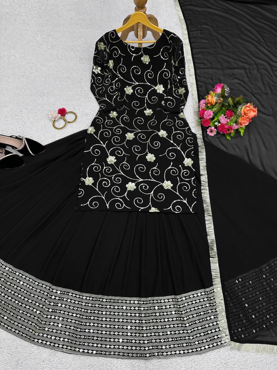 Trending Black Colour Attractive Georgette Fabric Lehenga Choli