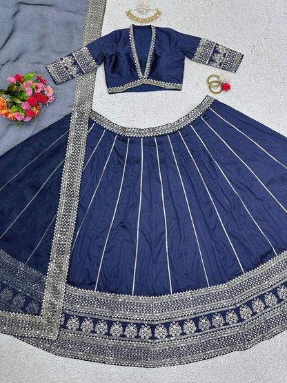 Attractive Designer Blue Wedding & Functional Wear Lehenga Choli