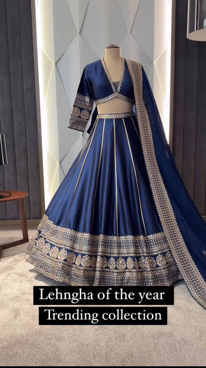 Attractive Designer Blue Wedding & Functional Wear Lehenga Choli