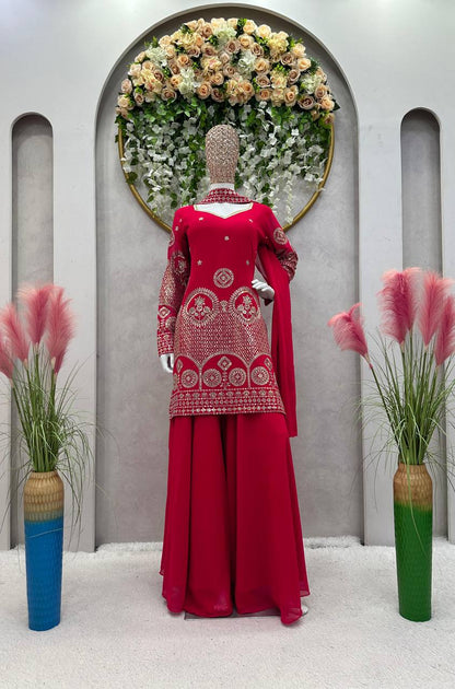 Beautiful Designer Pink Gharara Suit On Occasion Wear