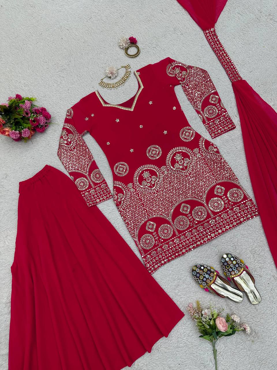 Beautiful Designer Pink Gharara Suit On Occasion Wear
