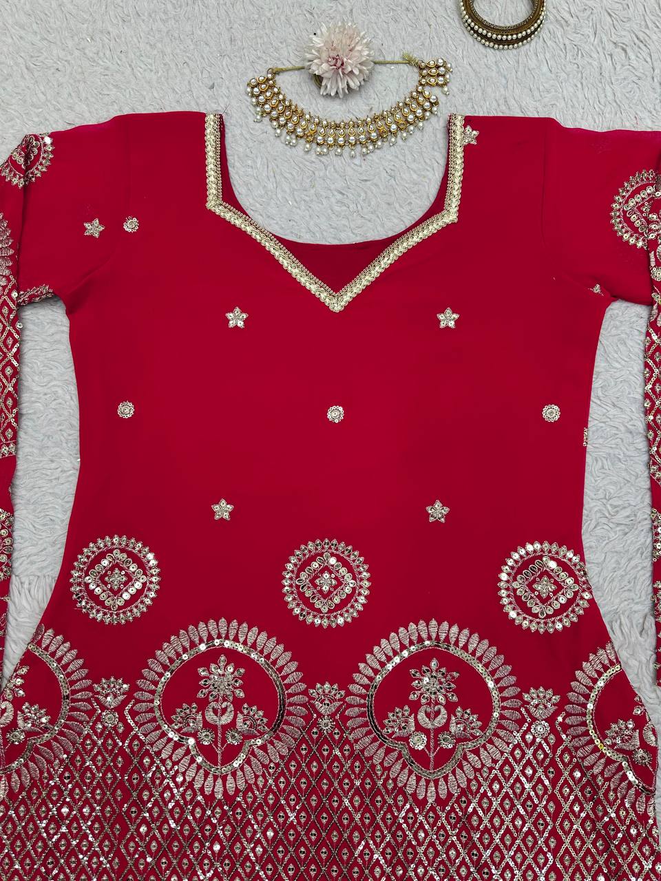 Beautiful Designer Pink Gharara Suit On Occasion Wear