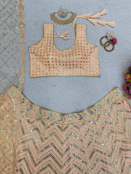 Attractive Georgette Fabric With Thread & Sequences Work On Lehenga Choli