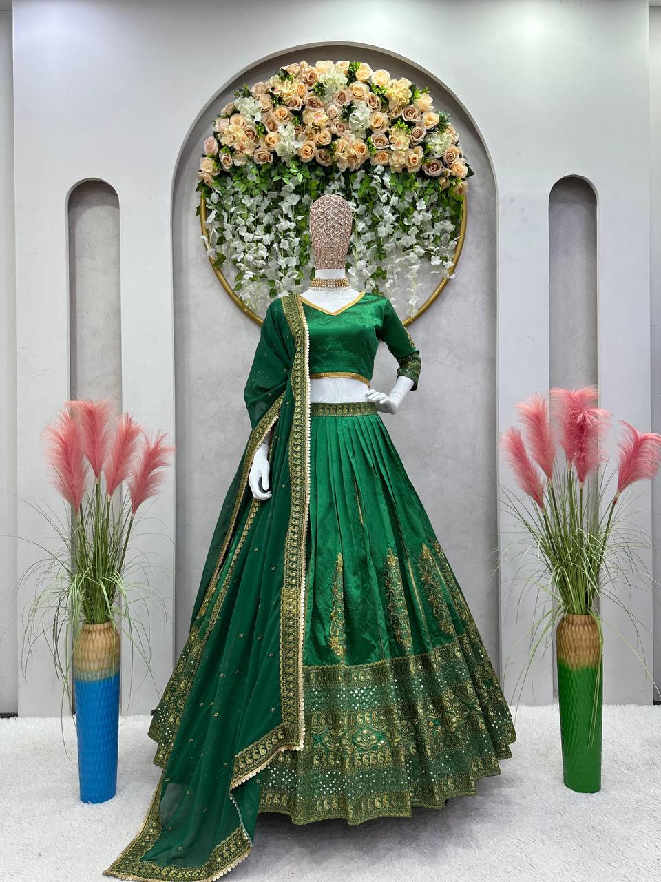Fabulous Green Colour Malbari Silk And Thread With Sequence Lehenga Choli