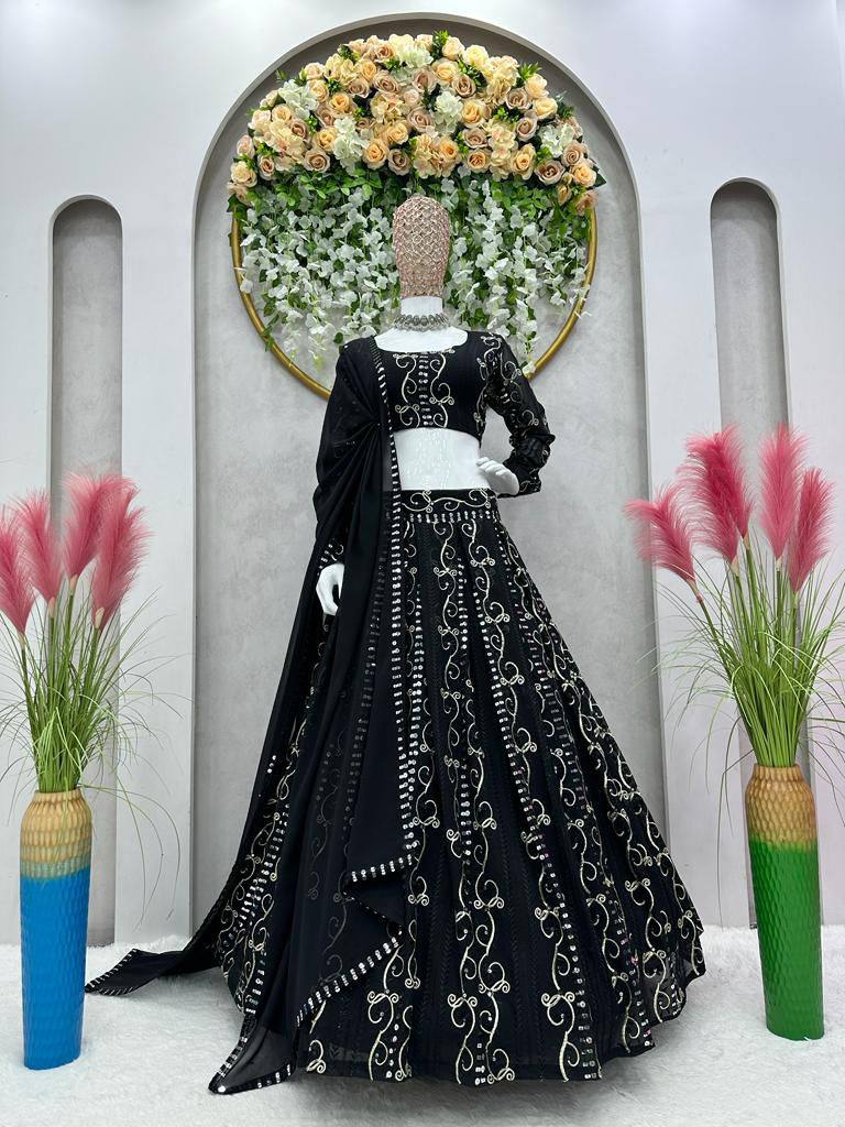 Traditional Black Color Georgette Lehenga Choli