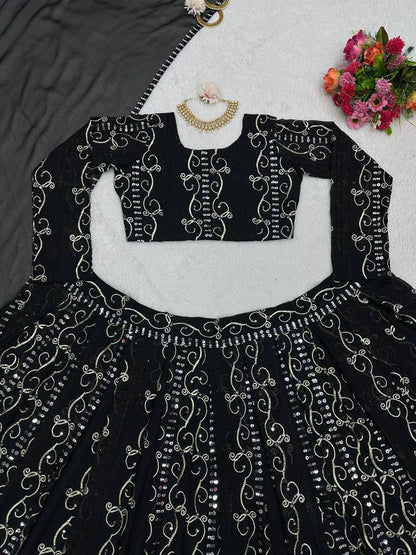 Traditional Black Color Georgette Lehenga Choli