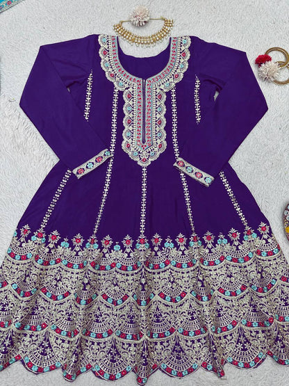 Attractive Designer Chinon Silk With Coding work Sharara Suit